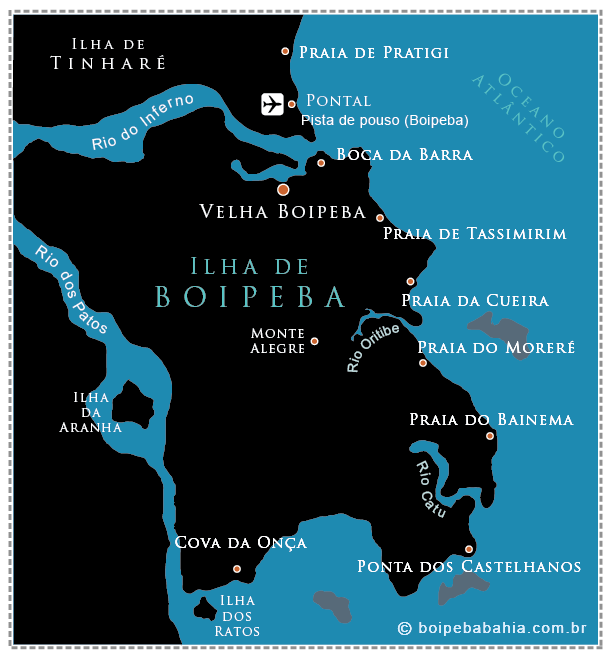 Mapa lúdico da Ilha de Boipeba.