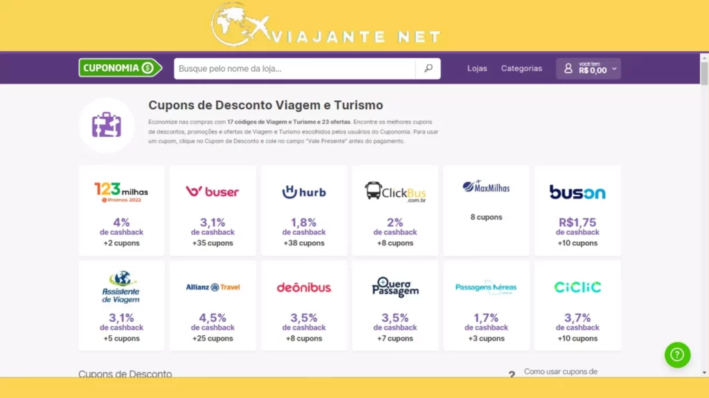 Onde conseguir cupons de descontos para viagens